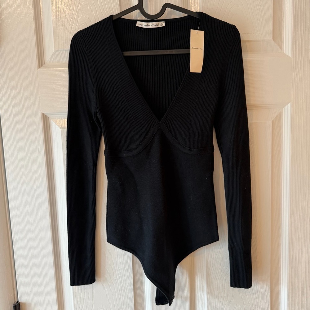 Abercrombie & Fitch Black Ribbed Bodysuit NWT